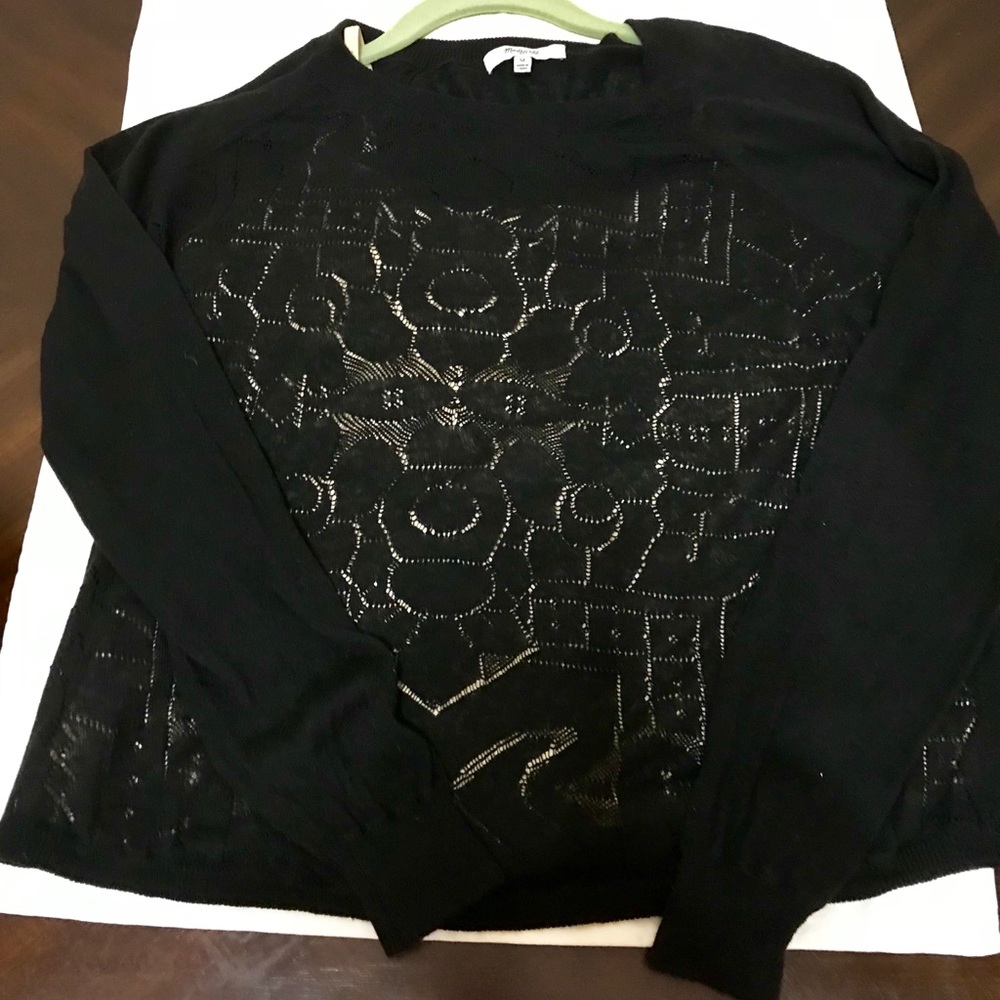 Madewell Black Sweater with patterned Front